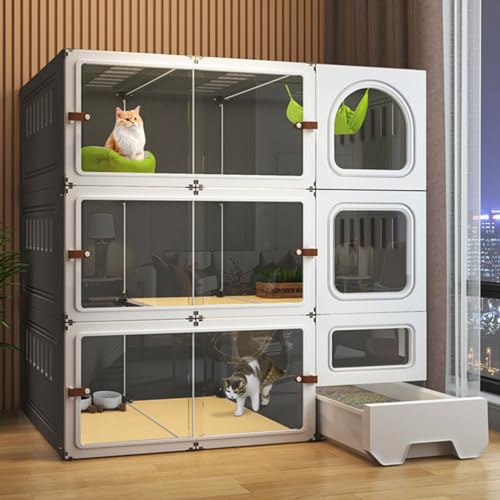 Katzenkäfig, Katzenkäfig für den Innenbereich mit Katzentoilette, DIY-Katzenzaun, HD, transparent, Neue Upgrade-Schiebetür, geeignet für 1–2 Katzen, Kaninchen, Kleintiere (Black 106 * 46.5 * 106cm) Katzenkäfig, Katzenkäfig für den Innenbereich mit Katzentoilette, DIY-Katzenzaun, HD, transparent, Neue Upgrade-Schiebetür, geeignet für 1–2 Katzen, Kaninchen, Kleintiere (Black 106 * 46.5 * 106cm) von JMOZHCD