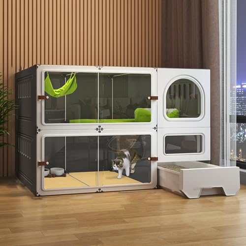 Katzenkäfig, Katzenkäfig für den Innenbereich mit Katzentoilette, DIY-Katzenzaun, HD, transparent, Neue Upgrade-Schiebetür, geeignet für 1–2 Katzen, Kaninchen, Kleintiere (Black 106 * 46.5 * 71cm) Katzenkäfig, Katzenkäfig für den Innenbereich mit Katzentoilette, DIY-Katzenzaun, HD, transparent, Neue Upgrade-Schiebetür, geeignet für 1–2 Katzen, Kaninchen, Kleintiere (Black 106 * 46.5 * 71cm) von JMOZHCD