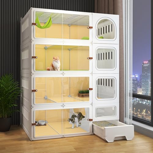 Katzenkäfig, Katzenkäfig für den Innenbereich mit Katzentoilette, DIY-Katzenzaun, HD, transparent, Neue Upgrade-Schiebetür, geeignet für 1–2 Katzen, Kaninchen, Kleintiere (White 106 * 46.5 * 141cm) Katzenkäfig, Katzenkäfig für den Innenbereich mit Katzentoilette, DIY-Katzenzaun, HD, transparent, Neue Upgrade-Schiebetür, geeignet für 1–2 Katzen, Kaninchen, Kleintiere (White 106 * 46.5 * 141cm) von JMOZHCD