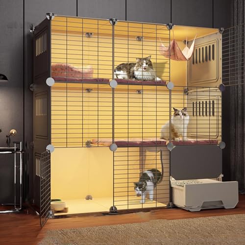 Katzenkäfig-Zaun für den Innenbereich, Kleintierkäfig, Haustierkäfig, Katzenzaun für den Außenbereich, faltbarer Haustierkäfig, Katzenkäfig für den Innenbereich mit Katzentoilette (Grey 109*49*109cm) Katzenkäfig-Zaun für den Innenbereich, Kleintierkäfig, Haustierkäfig, Katzenzaun für den Außenbereich, faltbarer Haustierkäfig, Katzenkäfig für den Innenbereich mit Katzentoilette (Grey 109*49*109cm) von JMOZHCD
