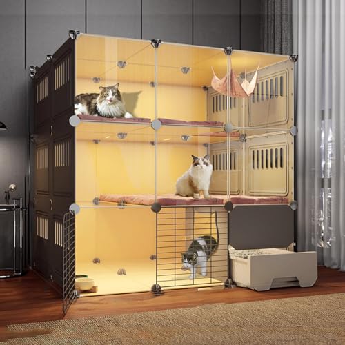 Katzenkäfig-Zaun für den Innenbereich, Kleintierkäfig, Haustierkäfig, Katzenzaun für den Außenbereich, faltbarer Haustierkäfig, Katzenkäfig für den Innenbereich mit Katzentoilette (Grey 109*95*109cm) Katzenkäfig-Zaun für den Innenbereich, Kleintierkäfig, Haustierkäfig, Katzenzaun für den Außenbereich, faltbarer Haustierkäfig, Katzenkäfig für den Innenbereich mit Katzentoilette (Grey 109*95*109cm) von JMOZHCD