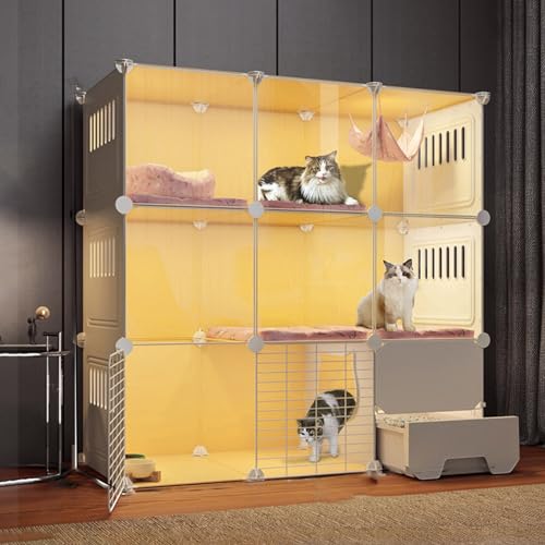 Katzenkäfig-Zaun für den Innenbereich, Kleintierkäfig, Haustierkäfig, Katzenzaun für den Außenbereich, faltbarer Haustierkäfig, Katzenkäfig für den Innenbereich mit Katzentoilette (White 109*49*109cm) Katzenkäfig-Zaun für den Innenbereich, Kleintierkäfig, Haustierkäfig, Katzenzaun für den Außenbereich, faltbarer Haustierkäfig, Katzenkäfig für den Innenbereich mit Katzentoilette (White 109*49*109cm) von JMOZHCD