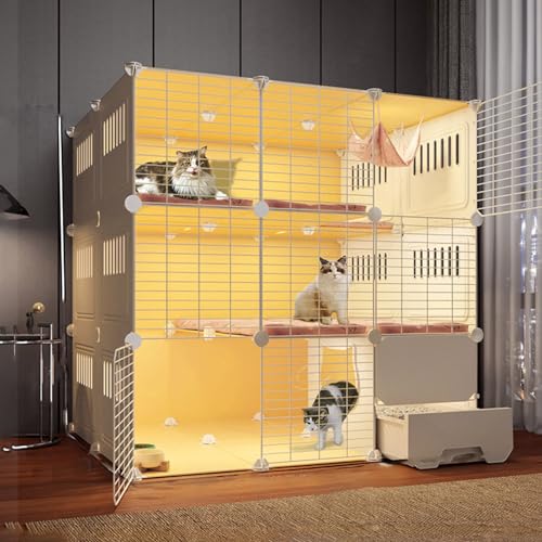 Katzenkäfig-Zaun für den Innenbereich, Kleintierkäfig, Haustierkäfig, Katzenzaun für den Außenbereich, faltbarer Haustierkäfig, Katzenkäfig für den Innenbereich mit Katzentoilette (White 109*95*109cm) Katzenkäfig-Zaun für den Innenbereich, Kleintierkäfig, Haustierkäfig, Katzenzaun für den Außenbereich, faltbarer Haustierkäfig, Katzenkäfig für den Innenbereich mit Katzentoilette (White 109*95*109cm) von JMOZHCD