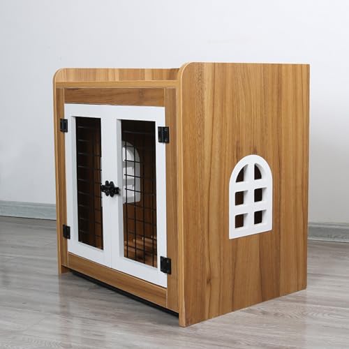 Robuster Hundekäfig-Beistelltisch, Moderne Hundehütte, Holz-Hundebox, Möbel, Dekoration, Haustierhaus, Beistelltisch, Hundehütte für den Innenbereich (Walnut Color 61cm) von JMOZHCD