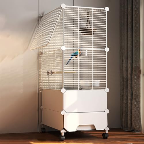 Sittichkäfig, Sittich-Vogelkäfig, erhöhtes Leitblech-Design, um das Verschütten von Futter zu verhindern, mit herausziehbarer Schale, Oben offener Papageienkäfig () von JMOZHCD