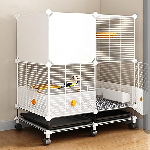 Vogelkäfig, Sittichkäfig, Vogelkäfig-DIY-Design mit Rollen und Tablett, mit Plattform/Vogelständer/2 Futternäpfen/ausziehbarem Tablett () von JMOZHCD