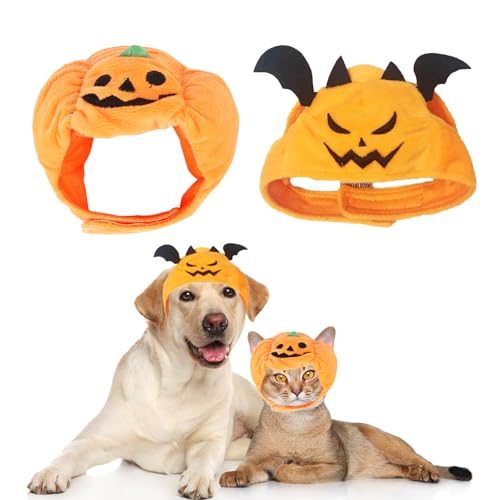 JNAWA Halloween-Haustiermütze, Orange, verstellbar, Kürbis, Cosplay, Hüte und Dämonen, Hut, Halloween-Kostüm, Zubehör für Katzen und Hunde, 2 Stück JNAWA Halloween-Haustiermütze, Orange, verstellbar, Kürbis, Cosplay, Hüte und Dämonen, Hut, Halloween-Kostüm, Zubehör für Katzen und Hunde, 2 Stück von JNAWA