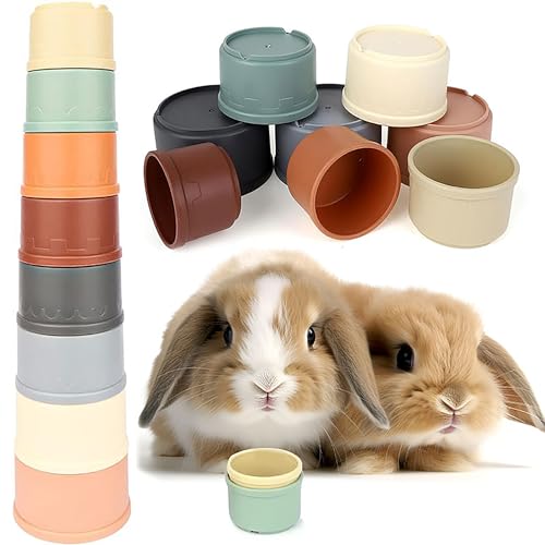 JNAWA Stapelbecher für Kaninchen, wiederverwendbar, stapelbar, mehrfarbig und verschiedene Größen, Kaninchenanreicherung, Spielzeug für kleine Tiere, zum Verstecken von Futter und Spielen, 8 Stück JNAWA Stapelbecher für Kaninchen, wiederverwendbar, stapelbar, mehrfarbig und verschiedene Größen, Kaninchenanreicherung, Spielzeug für kleine Tiere, zum Verstecken von Futter und Spielen, 8 Stück von JNAWA