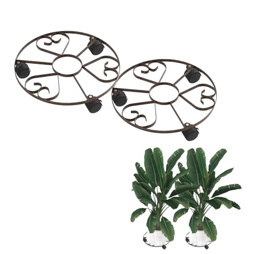 JNGLGO 2 Stück 32 cm Rund Pflanzenroller Metall, Blumentopf Untersetzer mit Abschließbaren Rollen für Außenbereich & Innenbereich, Schmiedeeisen Blumenroller für Dekorativ, Garten, Typ E JNGLGO 2 Stück 32 cm Rund Pflanzenroller Metall, Blumentopf Untersetzer mit Abschließbaren Rollen für Außenbereich & Innenbereich, Schmiedeeisen Blumenroller für Dekorativ, Garten, Typ E von JNGLGO