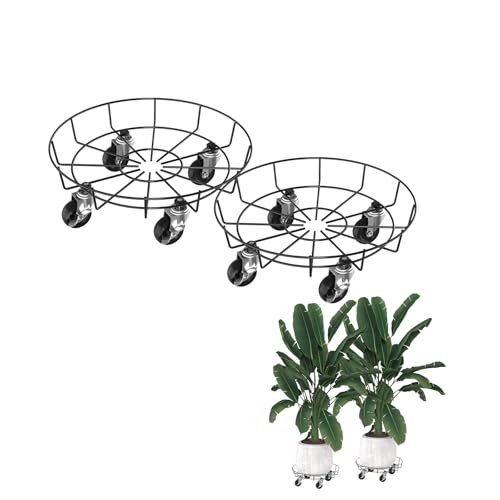 JNGLGO 2 Stück 33 cm Rund Pflanzenroller Metall, Blumentopf Untersetzer mit Abschließbaren Rollen für Außenbereich & Innenbereich, Schmiedeeisen Blumenroller für Dekorativ, Garten, Typ C JNGLGO 2 Stück 33 cm Rund Pflanzenroller Metall, Blumentopf Untersetzer mit Abschließbaren Rollen für Außenbereich & Innenbereich, Schmiedeeisen Blumenroller für Dekorativ, Garten, Typ C von JNGLGO