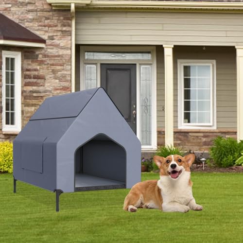 JNGLGO 2-in-1 Hundezelt & Hundeliege, Erhöhtes Hundebett hundehütte bis 60 kg mit atmungsaktivem Netzgewebe, Wasserabweisend & Kratzfest, Ideal für Innen & Außen, 109.5 x 74.5 x 93 cm von JNGLGO