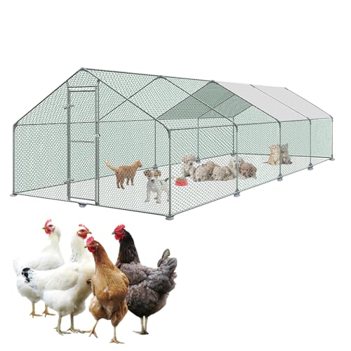 JNGLGO Freilaufgehege Hühnerstall aus Metall mit Schloss, PE-Dach, Hühnerhaus Tiergehege Freigehege für Hühner Kleintiere Kaninchen, 3x8x2m JNGLGO Freilaufgehege Hühnerstall aus Metall mit Schloss, PE-Dach, Hühnerhaus Tiergehege Freigehege für Hühner Kleintiere Kaninchen, 3x8x2m von JNGLGO