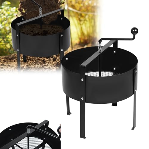JNGLGO Gartensieb Erde Ø40cm Handkurbelsieb Drehbar Bodensieb Kompostsieb aus Metall Erdsieb Garten Durchwurfsieb für Erde Kompost Unkraut Sand Saatgut von JNGLGO