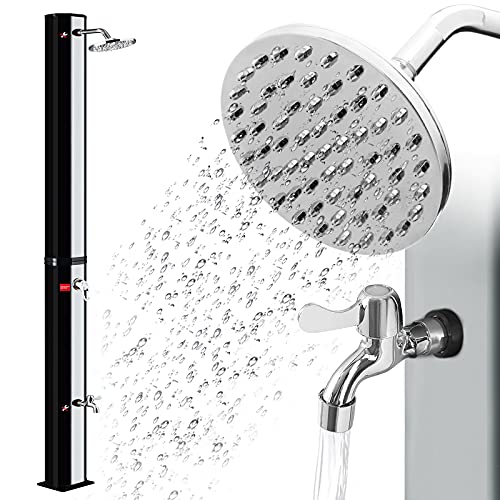JNGLGO Solardusche 35 Liter Solar Gartendusche Außendusche bis 60°C Warmwasser ohne Stromanschluss Campingdusche mit Regenduschkopf und Wasserhahn 【Schwarz+Silber】 JNGLGO Solardusche 35 Liter Solar Gartendusche Außendusche bis 60°C Warmwasser ohne Stromanschluss Campingdusche mit Regenduschkopf und Wasserhahn 【Schwarz+Silber】 von JNGLGO