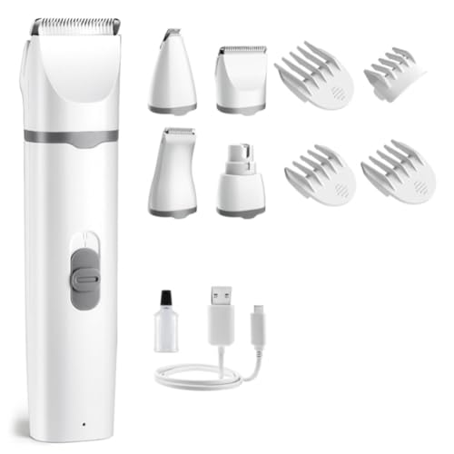 JNJOOD Haarschneider für Hunde, Pflege für Nägel, elektrischer Haarschneider, 4-in-1 Haarschneider für Haustiere, wiederaufladbar über USB, geräuscharm, langlebig, einfach zu von JNJOOD