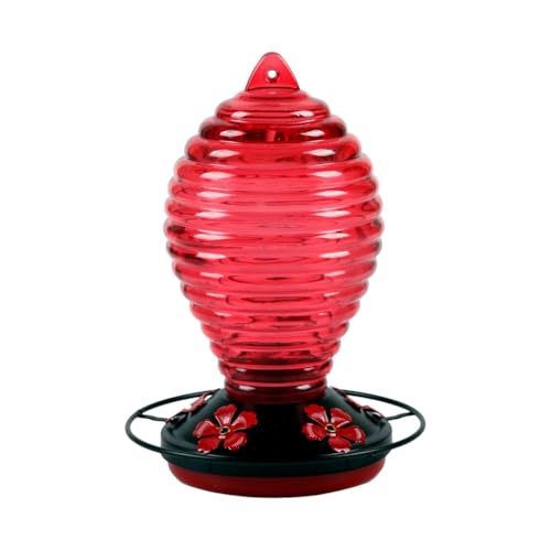 JNJOOD Vogeltränke rot Vogelfutterstation aus farbigem Glas mit formbeständigem Haken, geeignet zum Aufhängen im Freien von JNJOOD