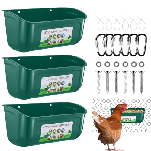Hühner-Futterstation zum Aufhängen, Futtertrog, 3 Stück, Ziegen-Futterstation, Zubehör, Entenferkel, Schafstall, Hund, Vieh, Geflügel, Kunststoff, Futtertrog, Eimer mit Clips, 4,5 Quart, Grün Hühner-Futterstation zum Aufhängen, Futtertrog, 3 Stück, Ziegen-Futterstation, Zubehör, Entenferkel, Schafstall, Hund, Vieh, Geflügel, Kunststoff, Futtertrog, Eimer mit Clips, 4,5 Quart, Grün von JNYLYFC
