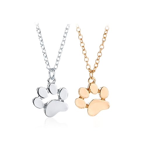 JOCXZI Halskette mit Katzenkralle, Katze und Panda (Gold + Silber) – niedliche Halskette, Hunde- und Katzenpfoten-Halskette, Pfotenabdruck-Anhängerkette, Haustier-Hunde- oder Katzen-Gedenkhalskette von JOCXZI