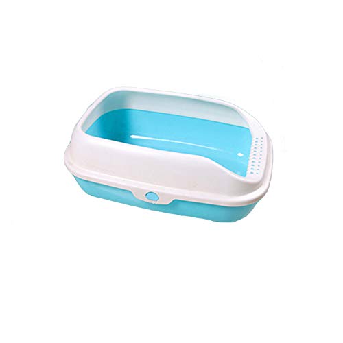 Katzentoilette, offene Katzentoilette, halbgeschlossener Deckel der Katzentoilette, abnehmbar, einfache Reinigung, Keine Rückstände, geeignet for Katzen und Kleintiere, blau/231 (Color : Blue, Size von JOEBO