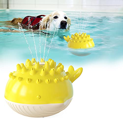 Kauspielzeug for Hunde, interaktives Schwimmbad, schwimmendes Spielzeug for Haustiere mit Wassersprüher for aggressives Kauen, Training, Reinigung der Backenzähne und Spielen /226 ( Color : Yellow ) von JOEBO