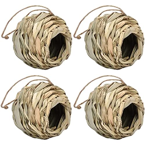 Kolibri-Nesthaus – 1/2/3/4-teilige hängende Vogelhütte aus Naturgras for den Außenbereich – handgewebtes Kolibri-Nest-Design for Vogelliebhaber – kugelförmige Kolibri-Häuser for draußen for Nisten for von JOEBO