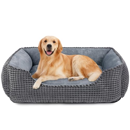 JOEJOY Hundebett Grosse Hunde, Hundebett Waschbar Flauschig Hundekorb, Weiches Plüsch-Hundebett, rutschfeste Hundekörbchen, 89x63x23cm, Hundebetten für Mittelgroße und Große Hunde und Katzen von JOEJOY