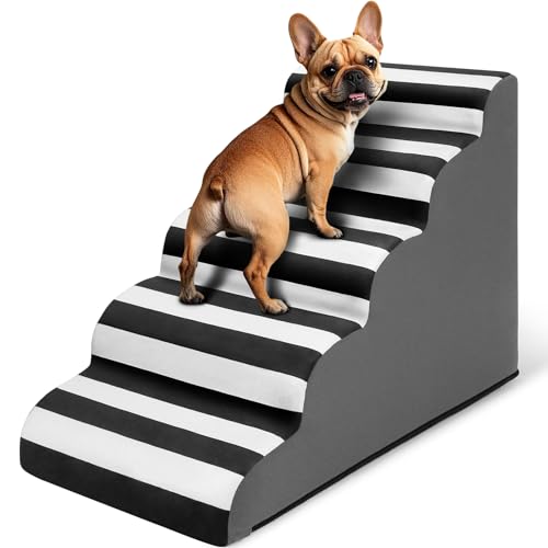 JOEJOY Gebogene Hundetreppe Rampe für Hochbetten, 5-stufige Hundetreppe für kleine Hunde und Katzen, Haustiertreppe für Hochbettklettern, rutschfeste ausgewogene Haustierstufe Indoor JOEJOY Gebogene Hundetreppe Rampe für Hochbetten, 5-stufige Hundetreppe für kleine Hunde und Katzen, Haustiertreppe für Hochbettklettern, rutschfeste ausgewogene Haustierstufe Indoor von JOEJOY