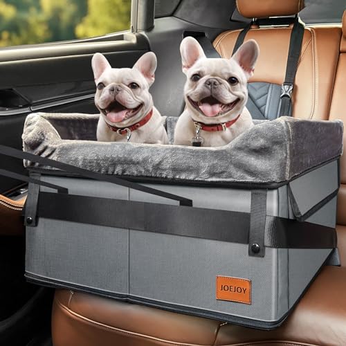 JOEJOY Hundeautositz für mittelgroße Hunde oder 2 kleine Hunde, tragbarer Haustier-Booster-Autositz für Auto mit 2 Clip-on-Sicherheitsleinen und verstellbaren Gurten, perfekt für Haustiere bis zu 20,4 von JOEJOY