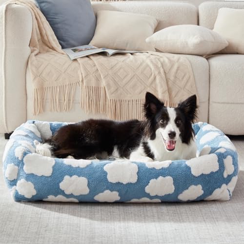 JOEJOY Hundebett, mittelgroß, rechteckig, waschbar, mittelgroß, mit abnehmbarem Reißverschlussbezug, niedlich, weich, beruhigend, orthopädisch, Welpenbett mit Jacquard-Plüsch, rutschfester Unterseite JOEJOY Hundebett, mittelgroß, rechteckig, waschbar, mittelgroß, mit abnehmbarem Reißverschlussbezug, niedlich, weich, beruhigend, orthopädisch, Welpenbett mit Jacquard-Plüsch, rutschfester Unterseite von JOEJOY
