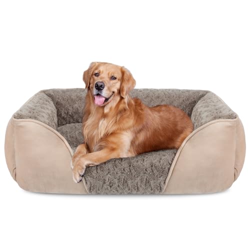 JOEJOY Hundebett Grosse Hunde, Hundebett Waschbar Flauschig, Anti-Angst Hundekorb rutschfest Hundebetten Weich Bequem Rosensamt Hundebett, Haustierbett für Grosse Hunde und Katzen, 89x63x23cm von JOEJOY