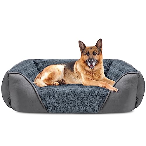 JOEJOY Hundebett Grosse Hunde, Hundebett Waschbar Flauschig Hundekorb, Anti-Rutsch Hundebetten Anti-Angst Hundekörbchen, Weich Bequem Rosensamt Hundebett XXL für Grosse Hunde und Katzen, 106x80x23cm von JOEJOY