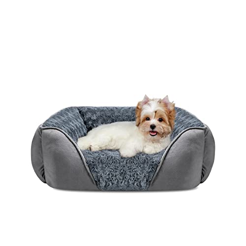 JOEJOY Hundebett, Hundekorb für Kleine Hunde und Katzen, Hundebett Flauschig Waschbar, Hundekörbchen Anti-Angst rutschfest Hundebetten Weich Bequem, 51x48x15cm von JOEJOY