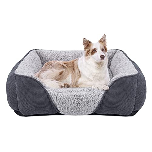 JOEJOY Hundebett Mittelgroße Grosse Hunde Hundekorb Waschbar - Flauschig Hundebett, rutschfest Hundebetten HundeköRbchen, PlüSch Hundekorb für Hunde und Katzen(L76×61×23 cm) von JOEJOY