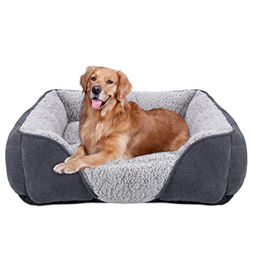 JOEJOY Hundebett Mittelgroße Grosse Hunde Hundekorb Waschbar - Flauschig Hundebett, rutschfest Hundebetten HundeköRbchen, PlüSch Hundekorb für Hunde und Katzen(L76×61×23 cm) von JOEJOY