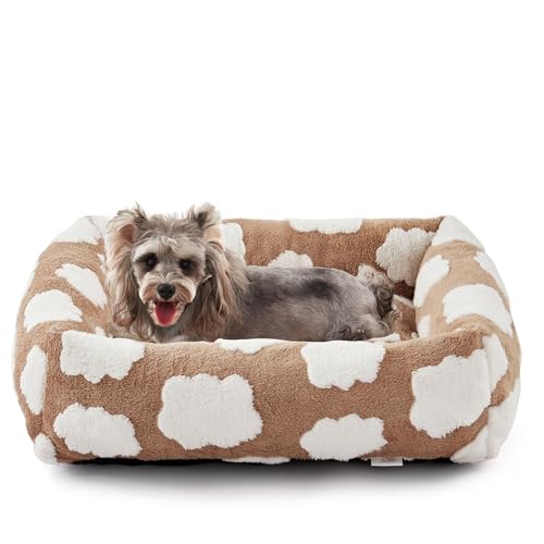 JOEJOY Hundebett für kleine Hunde und Katzen, rechteckig, waschbar, kleines Hundebett mit abnehmbarem Reißverschlussbezug, niedlich, weich, beruhigend, orthopädisch, Haustier-Welpenbett mit von JOEJOY