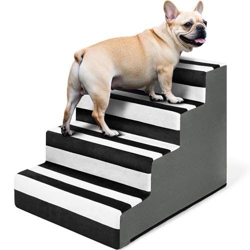 JOEJOY Hundetreppe für kleine Hunde, 45 cm H, 4-stufige Hundetreppe für Hochbett und Couch, Haustiertreppe mit rutschfester Unterseite, waschbarer Bezug für kleine Hunde und Katzen von JOEJOY