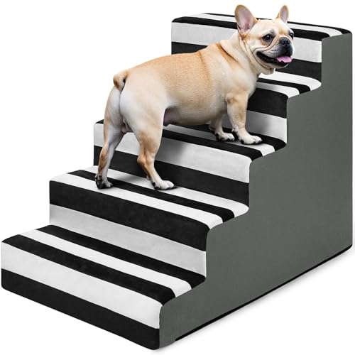 JOEJOY Hundetreppe für kleine Hunde, 55,9 cm hoch, 5-stufige Hundetreppe für Hochbett und Couch, Haustiertreppe mit rutschfester Unterseite, waschbarer Bezug für kleine Hunde und Katzen JOEJOY Hundetreppe für kleine Hunde, 55,9 cm hoch, 5-stufige Hundetreppe für Hochbett und Couch, Haustiertreppe mit rutschfester Unterseite, waschbarer Bezug für kleine Hunde und Katzen von JOEJOY