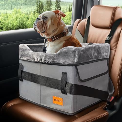 JOEJOY Kleiner Hund Autositz für kleine Hunde, tragbarer Welpen-Hundesitz für Auto mit Clip-On-Sicherheitsleine, verstellbare Gurte, perfekt für kleine Haustiere bis zu 11,3 kg (Grau) von JOEJOY