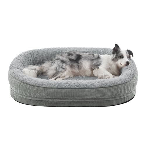 JOEJOY Orthopädische Hundebetten, groß, Eierkiste, Memory-Schaum, Haustier-Couch-Bett mit Nackenrolle, wasserdichtes Futter, abnehmbarer, waschbarer Bezug und rutschfeste Unterseite, Hellgrau JOEJOY Orthopädische Hundebetten, groß, Eierkiste, Memory-Schaum, Haustier-Couch-Bett mit Nackenrolle, wasserdichtes Futter, abnehmbarer, waschbarer Bezug und rutschfeste Unterseite, Hellgrau von JOEJOY