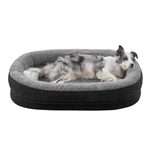 JOEJOY Orthopädische Hundebetten, groß, Eierkiste, Memory-Schaum, Haustier-Couch-Bett mit Nackenrolle, wasserdichtes Futter, abnehmbarer, waschbarer Bezug und rutschfeste Unterseite, Schwarz JOEJOY Orthopädische Hundebetten, groß, Eierkiste, Memory-Schaum, Haustier-Couch-Bett mit Nackenrolle, wasserdichtes Futter, abnehmbarer, waschbarer Bezug und rutschfeste Unterseite, Schwarz von JOEJOY