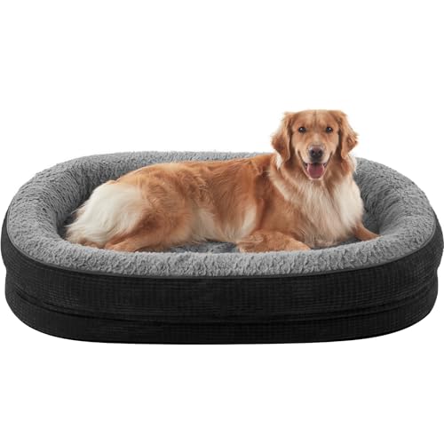 JOEJOY Orthopädisches Hundebett für extra große Hunde, Eierkiste, Memory-Schaum, Haustierbett mit Nackenrolle, wasserdichtes Futter, abnehmbarer, waschbarer Bezug und rutschfeste Unterseite, Schwarz JOEJOY Orthopädisches Hundebett für extra große Hunde, Eierkiste, Memory-Schaum, Haustierbett mit Nackenrolle, wasserdichtes Futter, abnehmbarer, waschbarer Bezug und rutschfeste Unterseite, Schwarz von JOEJOY