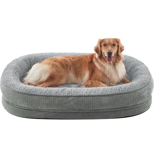 JOEJOY Orthopädisches Hundebett für extra große Hunde, Eierkiste, Memory-Schaum, Haustierbett mit Nackenrolle, wasserdichtes Futter, abnehmbarer, waschbarer Bezug und rutschfester Unterseite, Hellgrau JOEJOY Orthopädisches Hundebett für extra große Hunde, Eierkiste, Memory-Schaum, Haustierbett mit Nackenrolle, wasserdichtes Futter, abnehmbarer, waschbarer Bezug und rutschfester Unterseite, Hellgrau von JOEJOY