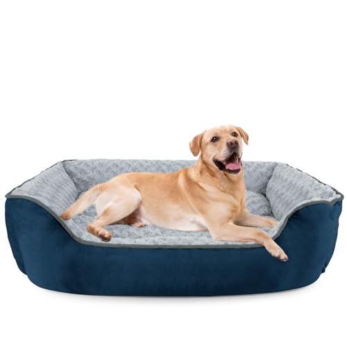 JOEJOY Rechteckiges Hundebett für große, mittelgroße und kleine Hunde, waschbar, orthopädisches Schlafsofa, weich, atmungsaktiv, für Welpen und Haustiere, langlebig, beruhigendes Hundebett mit JOEJOY Rechteckiges Hundebett für große, mittelgroße und kleine Hunde, waschbar, orthopädisches Schlafsofa, weich, atmungsaktiv, für Welpen und Haustiere, langlebig, beruhigendes Hundebett mit von JOEJOY