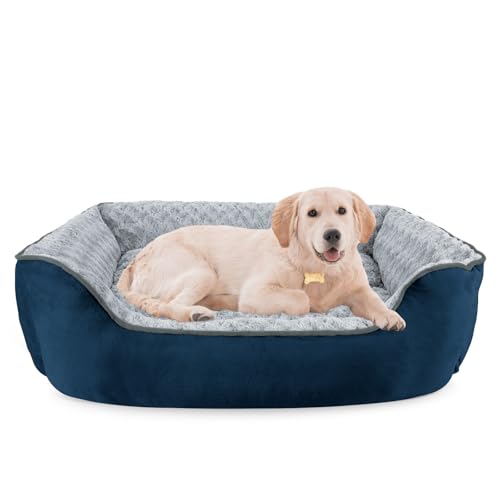 JOEJOY Rechteckiges Hundebett für große, mittelgroße und kleine Hunde, waschbar, orthopädisches Schlafsofa, weich, atmungsaktiv, für Welpen und Haustiere, langlebig, beruhigendes Hundebett mit von JOEJOY