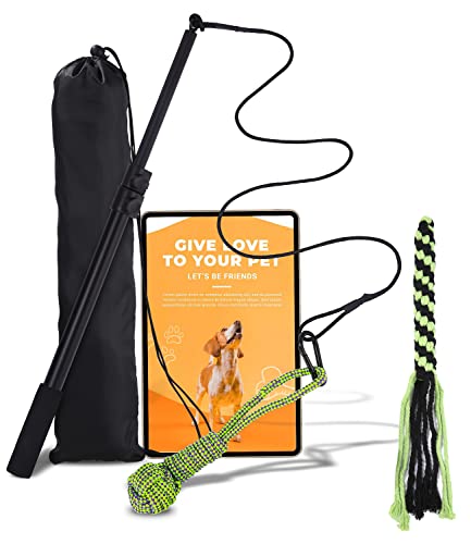 JOFLVA Reizangel Hunde, Hochwertige Reizangel Hund Inkl, Reizangel Hunde Mit Extra Seil, Ausziehbar Robuste Flirt Pole, Hundereizangel Zum Auspowern, Hundespielzeug Für Kleine & Große Hunde. von JOFLVA