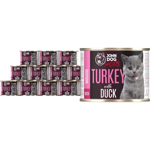 JD for Cats - Nassfutter für Kätzchen mit Pute und Ente - mit Karotten und Lachsöl - hoher Fleischanteil - Dosen 200 g x 12 JD for Cats - Nassfutter für Kätzchen mit Pute und Ente - mit Karotten und Lachsöl - hoher Fleischanteil - Dosen 200 g x 12 von JOHN DOG