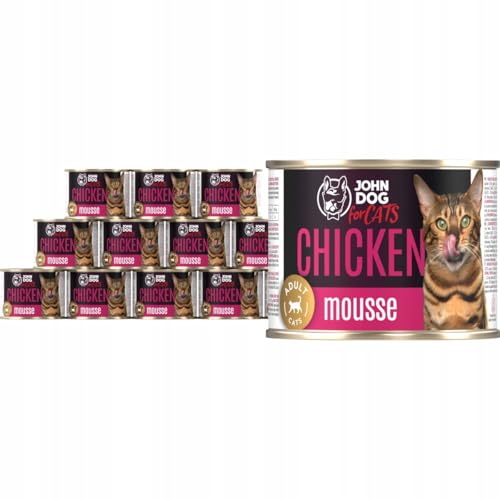 JD for Cats - Nassfutter für ausgewachsene Katzen mit Huhn - Mousse mit Kürbis und Lachsöl - hoher Fleischanteil - Dosen 200g x 12 JD for Cats - Nassfutter für ausgewachsene Katzen mit Huhn - Mousse mit Kürbis und Lachsöl - hoher Fleischanteil - Dosen 200g x 12 von JOHN DOG