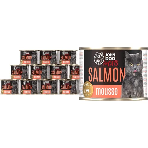 JD for Cats - Nassfutter für ausgewachsene Katzen mit Lachs - Mousse mit Zucchini und Lachsöl - hoher Fleischanteil - Dosen 200g x 12 JD for Cats - Nassfutter für ausgewachsene Katzen mit Lachs - Mousse mit Zucchini und Lachsöl - hoher Fleischanteil - Dosen 200g x 12 von JOHN DOG