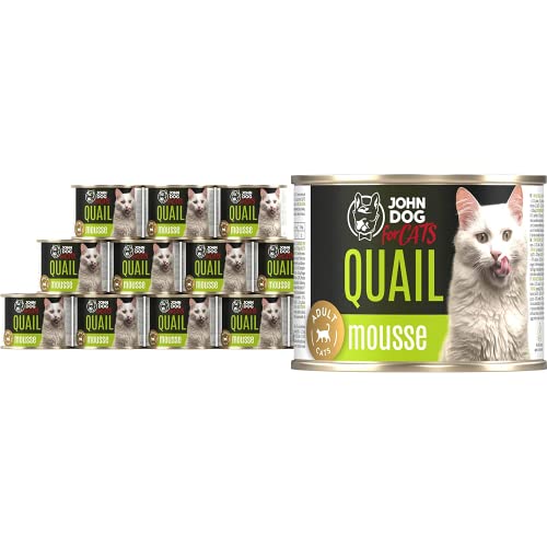 JD for Cats - Nassfutter für ausgewachsene Katzen mit Wachtel - Mousse mit Kürbis, Fischöl und Petersilienwurzel - hoher Fleischanteil - Dosen 200 g x 12 JD for Cats - Nassfutter für ausgewachsene Katzen mit Wachtel - Mousse mit Kürbis, Fischöl und Petersilienwurzel - hoher Fleischanteil - Dosen 200 g x 12 von JOHN DOG