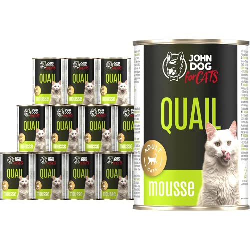 JD for Cats - Nassfutter für ausgewachsene Katzen mit Wachtel - Mousse mit Kürbis, Fischöl und Petersilienwurzel - hoher Fleischanteil - Dosen 400 g x 12 JD for Cats - Nassfutter für ausgewachsene Katzen mit Wachtel - Mousse mit Kürbis, Fischöl und Petersilienwurzel - hoher Fleischanteil - Dosen 400 g x 12 von JOHN DOG